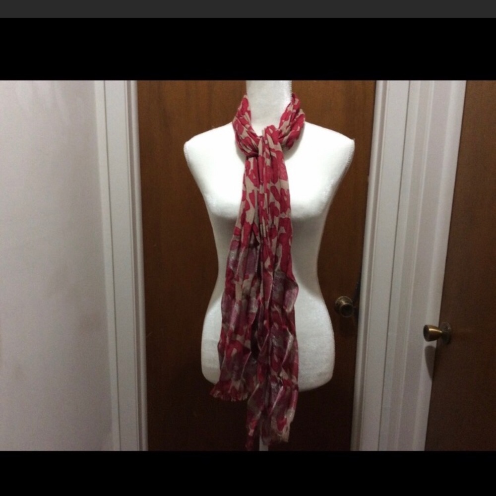 Graphic Red & Taupe Scarf